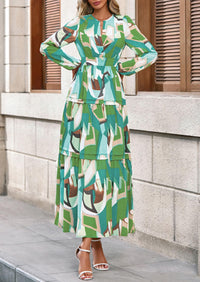 PRETTYGARDEN Women's Fall Boho Maxi Dresses Floral Long Sleeve V Neck Flowy Elegant Wedding Guest Dress Vacation Outfits