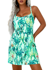 PRETTYGARDEN Women's Summer Dresses Casual Print Spaghetti Strap Sleeveless Sundress Beach Vacation Cover Ups PRETTYGARDEN