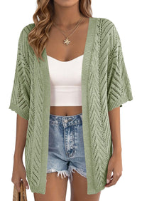 PRETTYGARDEN Summer Cardigan Sweaters for Women Lightweight  Short Sleeve Knit Coverup Spring Beach Vacation Clothes PRETTYGARDEN