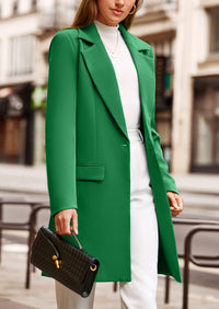 PRETTYGARDEN Women's Spring Fall Long Blazer Jackets Long Sleeve Lapel Pockets Loose Fit Work Casual Blazers Outerwear