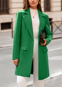 PRETTYGARDEN Women's Spring Fall Long Blazer Jackets Long Sleeve Lapel Pockets Loose Fit Work Casual Blazers Outerwear