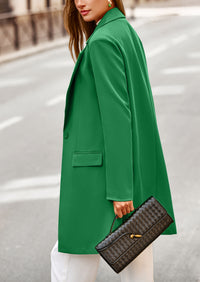 PRETTYGARDEN Women's Spring Fall Long Blazer Jackets Long Sleeve Lapel Pockets Loose Fit Work Casual Blazers Outerwear