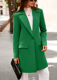 PRETTYGARDEN Women's Spring Fall Long Blazer Jackets Long Sleeve Lapel Pockets Loose Fit Work Casual Blazers Outerwear