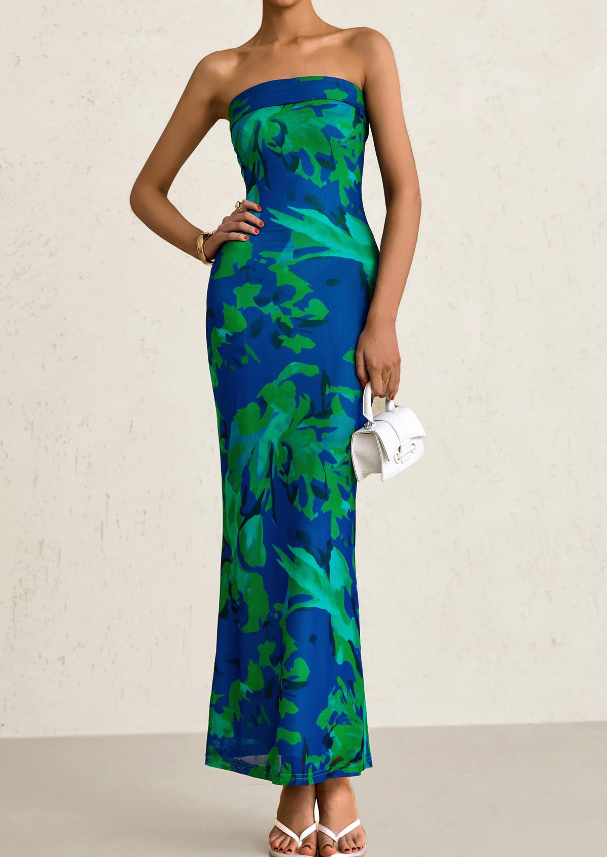 Womens Summer Printed Tube Maxi Dress Strapless Bodycon Sleeveless Night Out Long Dresses