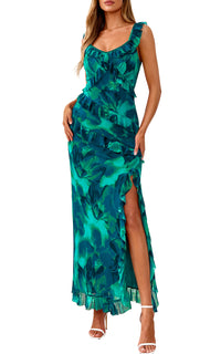 PRETTYGARDEN Women's Summer Spaghetti Strap Maxi Dress Sleeveless Side Slit Mesh Cocktail Dresses Beach Vacation Sundress PRETTYGARDEN