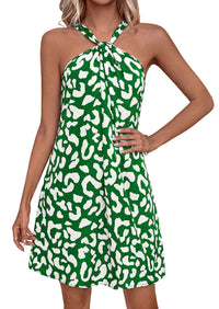 PRETTYGARDEN Womens 2026 Summer Halter Mini Dress Sleeveless Boho Floral Short Sundress Casual Flowy Beach Dresses PRETTYGARDEN