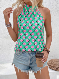 PRETTYGARDEN Halter Tops for Women Summer High Neck Boho Tank Top Sleeveless Beach Vacation Clothes Casual Blouse Shirts PRETTYGARDEN