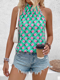 PRETTYGARDEN Halter Tops for Women Summer High Neck Boho Tank Top Sleeveless Beach Vacation Clothes Casual Blouse Shirts PRETTYGARDEN