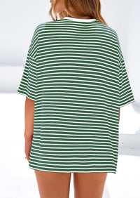 PRETTYGARDEN Womens Oversied Cute Tops Casual Striped Short Sleeve Shirt Women Trendy Spring Fashion Basic Tees Blouse PRETTYGARDEN