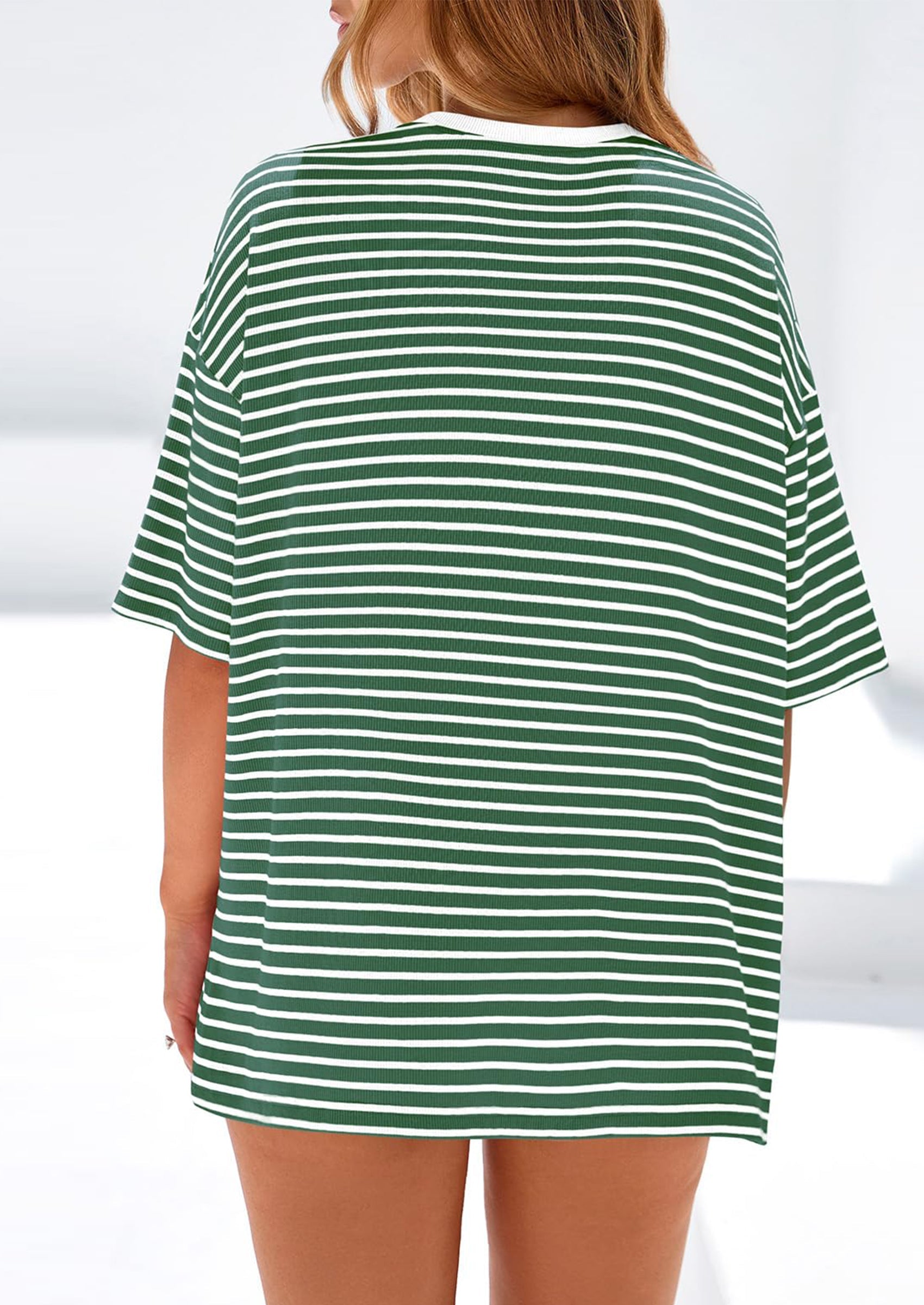 PRETTYGARDEN Womens Oversied Cute Tops Casual Striped Short Sleeve Shirt Women Trendy Spring Fashion Basic Tees Blouse PRETTYGARDEN