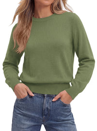 PRETTYGARDEN Women’s Long Sleeve Crew Neck Cropped Sweaters | Lightweight Pullover Tops,Work Business Casual Outfits,Soft Knit Fall Sweater,Winter Clothing,Classic Basic Everyday Layer