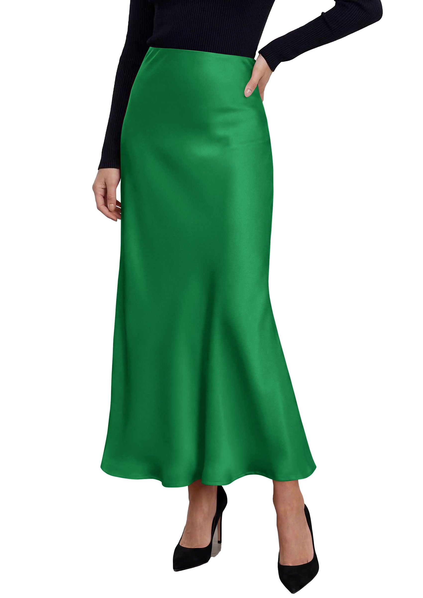 PRETTYGARDEN Women's 2026 Fall Fashion Maxi Long Skirts Trendy Silk Satin High Waisted A Line Mermaid Business Casual Outfits
