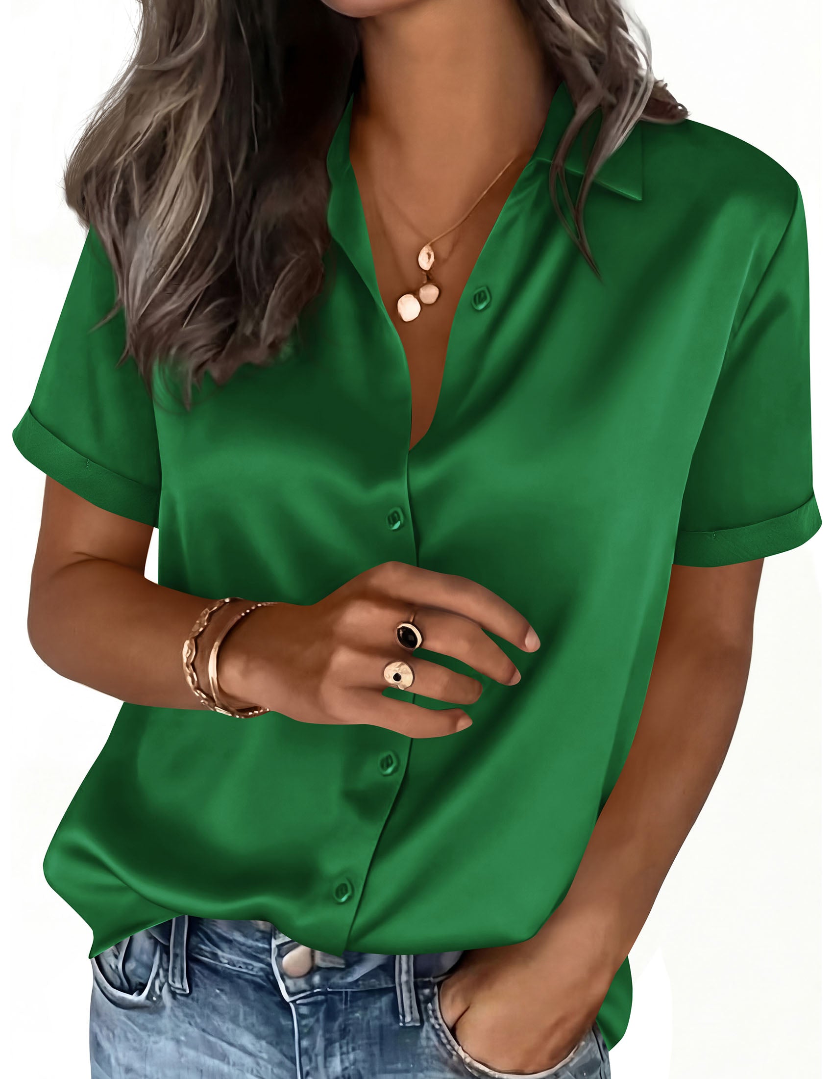 PRETTYGARDEN Women's 2026 Summer Button Down Shirts Short Sleeve Work Tops Dressy Blouses Spring Business Casual Outfits PRETTYGARDEN