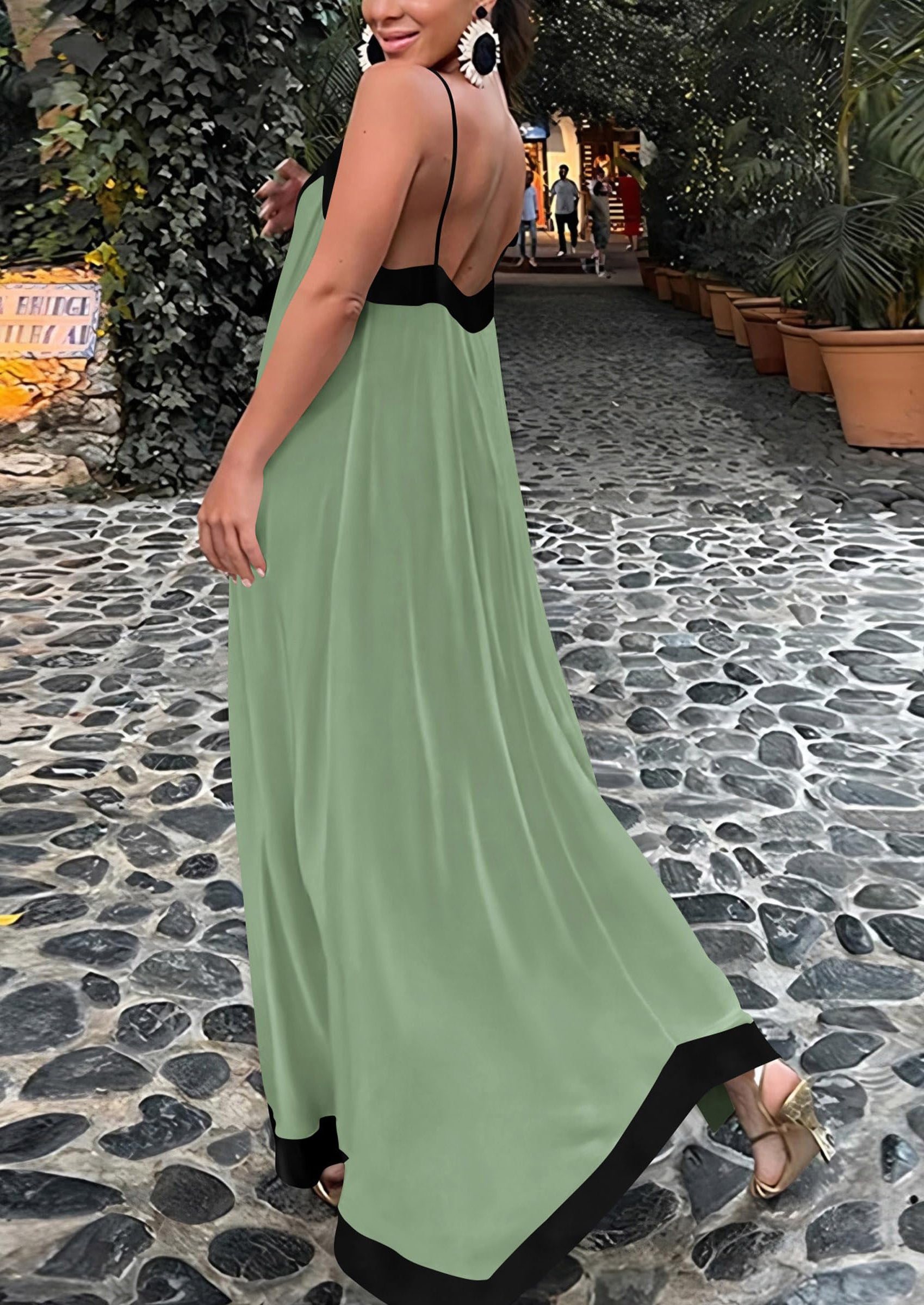 PRETTYGARDEN Women's Flowy Maxi Dress Summer Sleeveless V Neck Spaghetti Strap Elegant Wedding Party Dresses