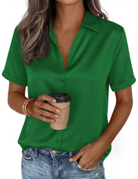 PRETTYGARDEN Women's 2026 Summer Button Down Shirts Short Sleeve Work Tops Dressy Blouses Spring Business Casual Outfits PRETTYGARDEN