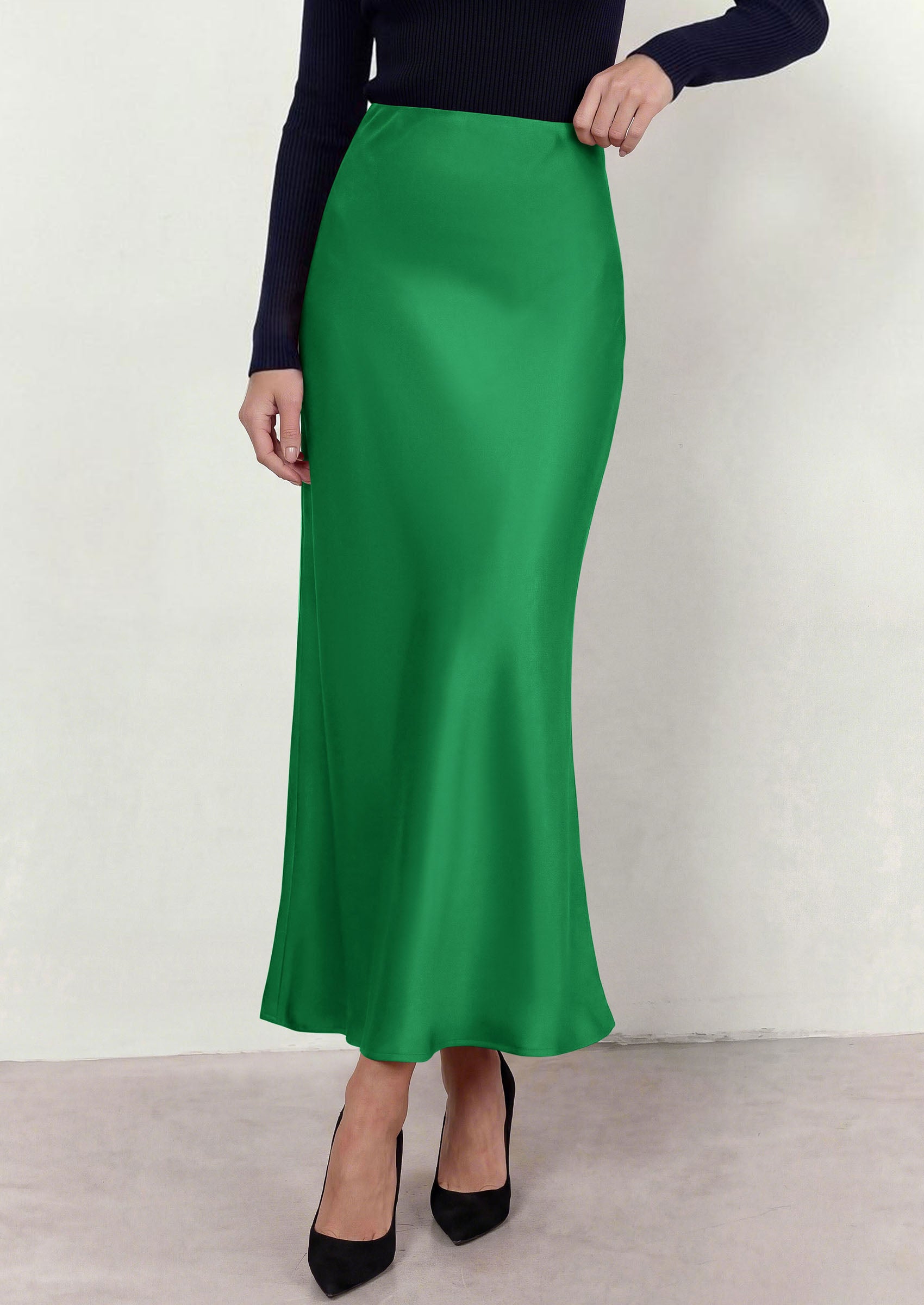PRETTYGARDEN Women's 2026 Fall Fashion Maxi Long Skirts Trendy Silk Satin High Waisted A Line Mermaid Business Casual Outfits