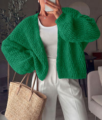 PRETTYGARDEN Women's Fall Cardigan Open Front Chunky Sweaters | Cozy Stretchy Knitwear, Long Sleeve Drop Shoulder, Loose Fit Crochet Jacket, Trendy Holiday Outfits, Warm Winter Clothing