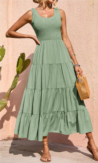 PRETTYGARDEN Women's 2026 Casual Loose Plain Maxi Sundress Smocked Tank Dress Sleeveless Summer Beach Tiered Long Dresses