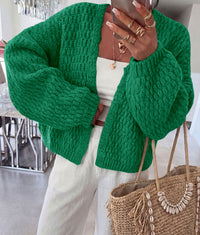 PRETTYGARDEN Women's Fall Cardigan Open Front Chunky Sweaters | Cozy Stretchy Knitwear, Long Sleeve Drop Shoulder, Loose Fit Crochet Jacket, Trendy Holiday Outfits, Warm Winter Clothing