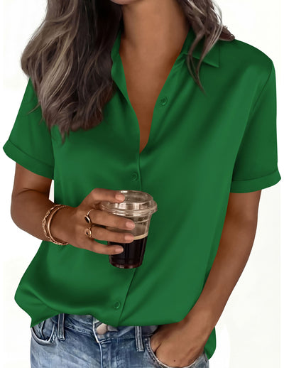 PRETTYGARDEN Women's 2026 Summer Button Down Shirts Short Sleeve Work Tops Dressy Blouses Spring Business Casual Outfits PRETTYGARDEN