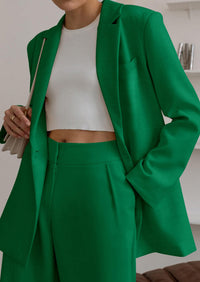 PRETTYGARDEN Women's Fall Two Piece Outfits Dressy Blazer Jacket and Wide Leg Pants Pockets Business Casual Office Suit Sets