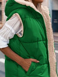 PRETTYGARDEN Womens Fall Reversible Vests Sleeveless Fleece Jacket Zip Up Hoodie Pockets Long Warm Winter Coat Outerwear