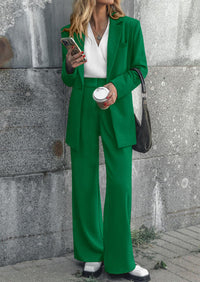 PRETTYGARDEN Women's Fall Two Piece Outfits Dressy Blazer Jacket and Wide Leg Pants Pockets Business Casual Office Suit Sets