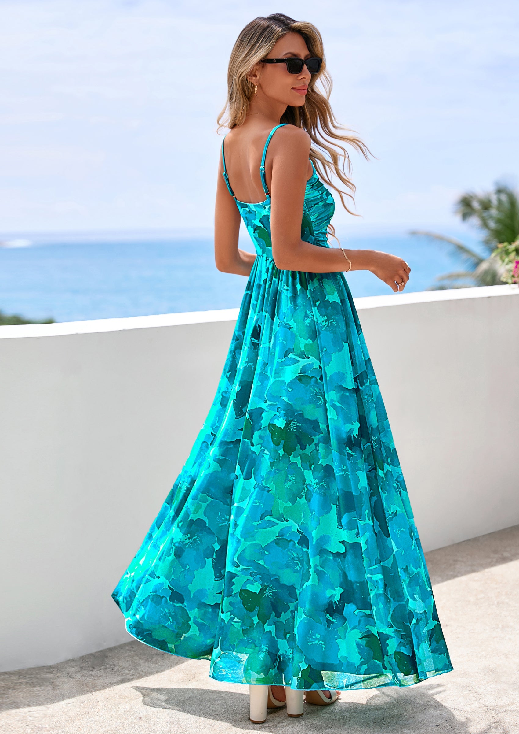 PRETTYGARDEN Women's Floral Maxi Dress Summer Outfits Spaghetti Strap Flowy Long Sundress Beach Vacation Boho Dresses PRETTYGARDEN