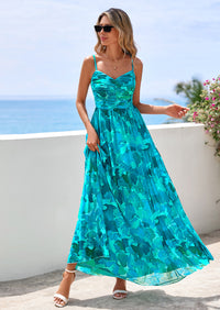 PRETTYGARDEN Women's Floral Maxi Dress Summer Outfits Spaghetti Strap Flowy Long Sundress Beach Vacation Boho Dresses PRETTYGARDEN