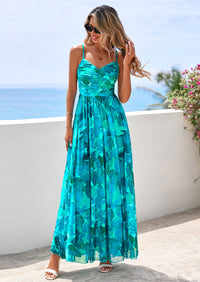 PRETTYGARDEN Women's Floral Maxi Dress Summer Outfits Spaghetti Strap Flowy Long Sundress Beach Vacation Boho Dresses PRETTYGARDEN