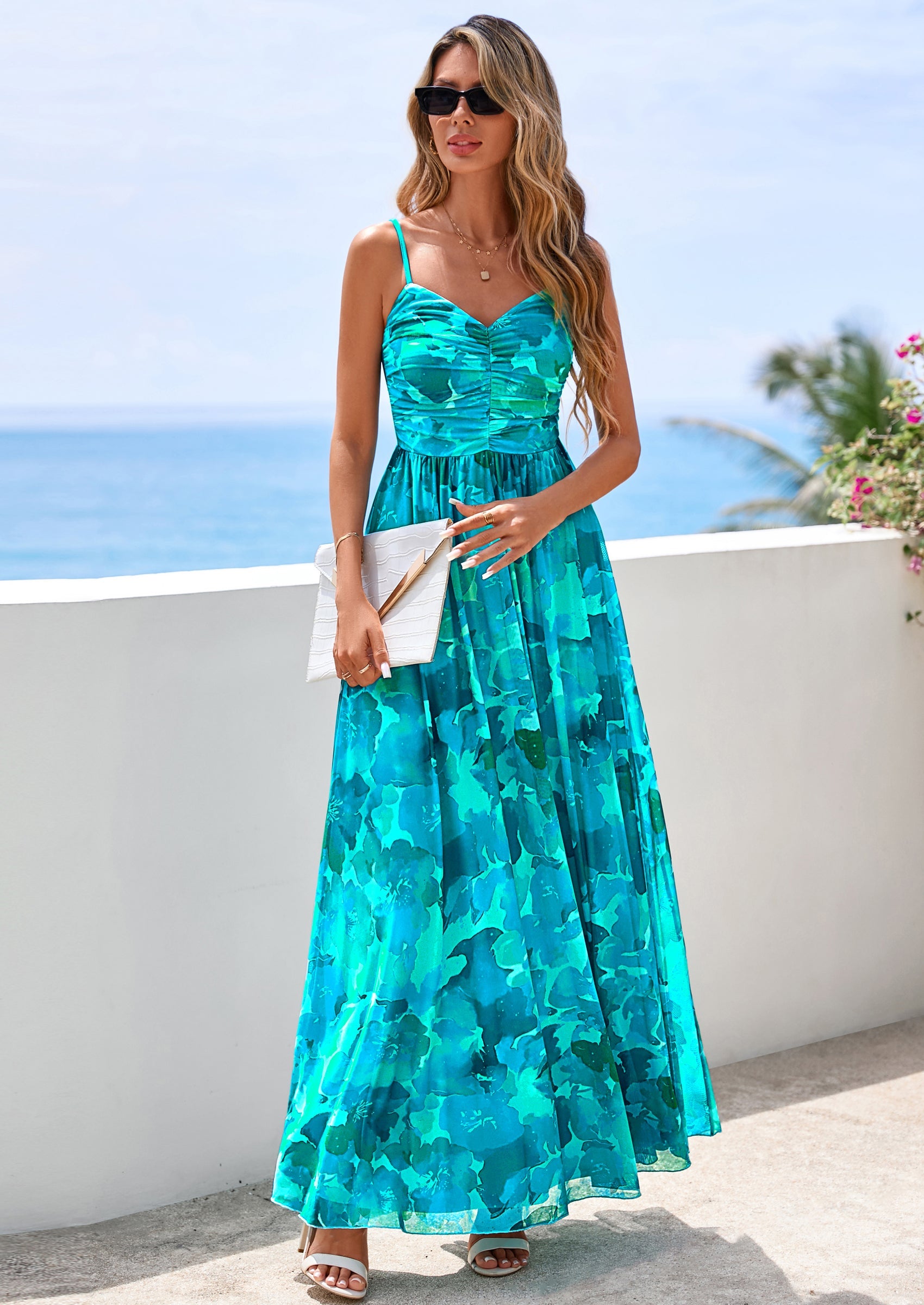 PRETTYGARDEN Women's Floral Maxi Dress Summer Outfits Spaghetti Strap PRETTYGARDEN Women's Floral Maxi Dress Summer Outfits Spaghetti Strap
