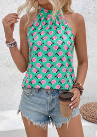 PRETTYGARDEN Halter Tops for Women Summer High Neck Boho Tank Top Sleeveless Beach Vacation Clothes Casual Blouse Shirts PRETTYGARDEN