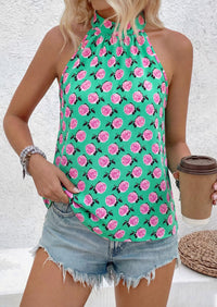 PRETTYGARDEN Halter Tops for Women Summer High Neck Boho Tank Top Sleeveless Beach Vacation Clothes Casual Blouse Shirts PRETTYGARDEN