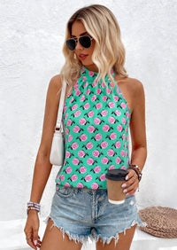 PRETTYGARDEN Halter Tops for Women Summer High Neck Boho Tank Top Sleeveless Beach Vacation Clothes Casual Blouse Shirts PRETTYGARDEN