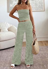 PRETTYGARDEN Summer Sets Women 2 Piece Outfits Matching Striped Loungewear Spring Airport Travel Beach Vacation Clothes PRETTYGARDEN