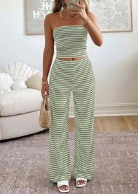 PRETTYGARDEN Summer Sets Women 2 Piece Outfits Matching Striped Loungewear Spring Airport Travel Beach Vacation Clothes PRETTYGARDEN