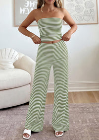 PRETTYGARDEN Summer Sets Women 2 Piece Outfits Matching Striped Loungewear Spring Airport Travel Beach Vacation Clothes PRETTYGARDEN