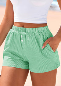 BTFBM Striped Boxer Shorts for Women Summer Elastic Waist Y2k Vacation Beach Bottoms Lounge Sleep Pj Pajama Shorts