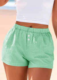 BTFBM Striped Boxer Shorts for Women Summer Elastic Waist Y2k Vacation Beach Bottoms Lounge Sleep Pj Pajama Shorts