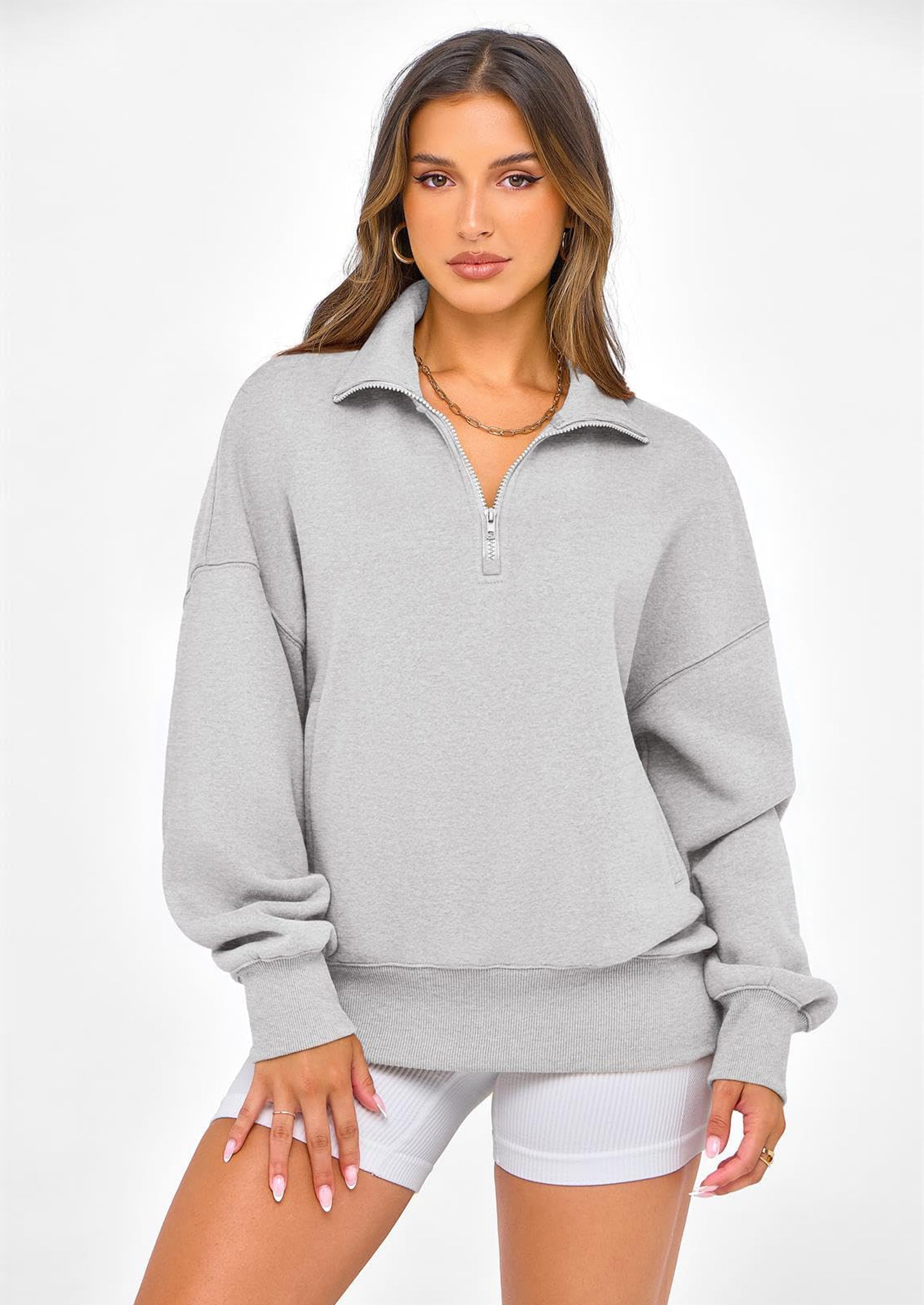 PRETTYGARDEN Womens Half Zip Oversized Sweatshirts Fleece Hoodies Trendy Long Sleeve Pullover Tops Y2k Spring Outfits