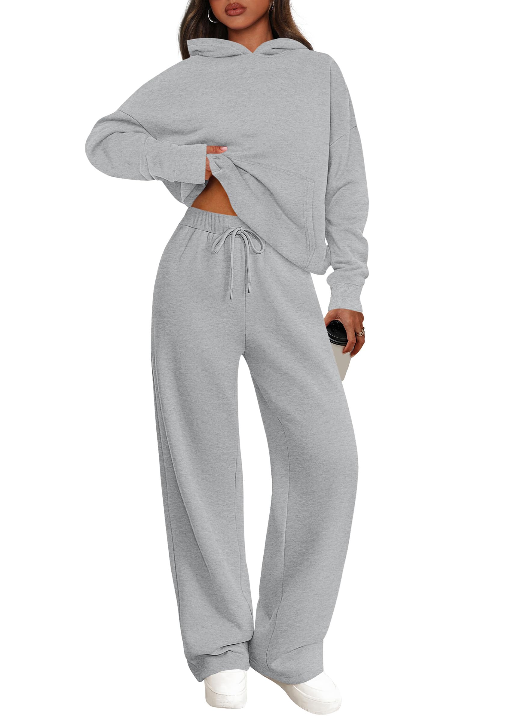 PRETTYGARDEN Women's 2 Piece Outfits Fall Sweatsuits Oversized Hoodies Wide Leg Sweatpants Tracksuits Lounge Matching Sets PRETTYGARDEN