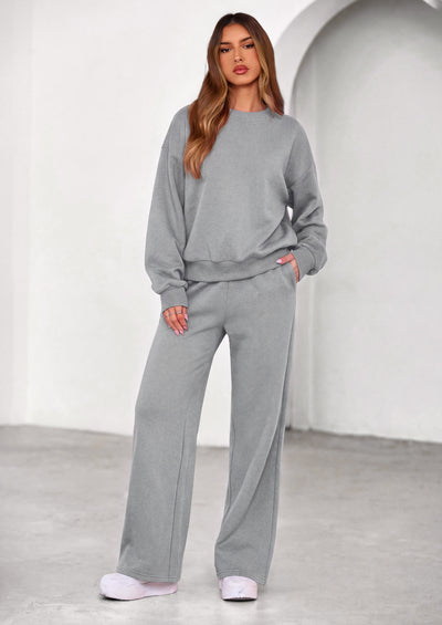 PRETTYGARDEN 2 Piece Lounge Sets for Women Casual Sweatsuits | Soft Stretchy,Drop Shoulder Crew Neck Sweatshirt & Wide Leg Pants,Workout Airport Matching Set Tracksuit,Fall Winter Outfits