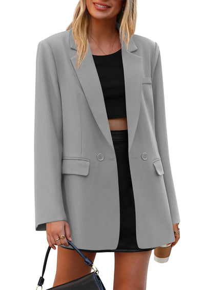 PRETTYGARDEN Fall Blazers for Women Business Casual Long Sleeve Lapel Pockets Dressy Suit Jackets Work Office Clothes PRETTYGARDEN