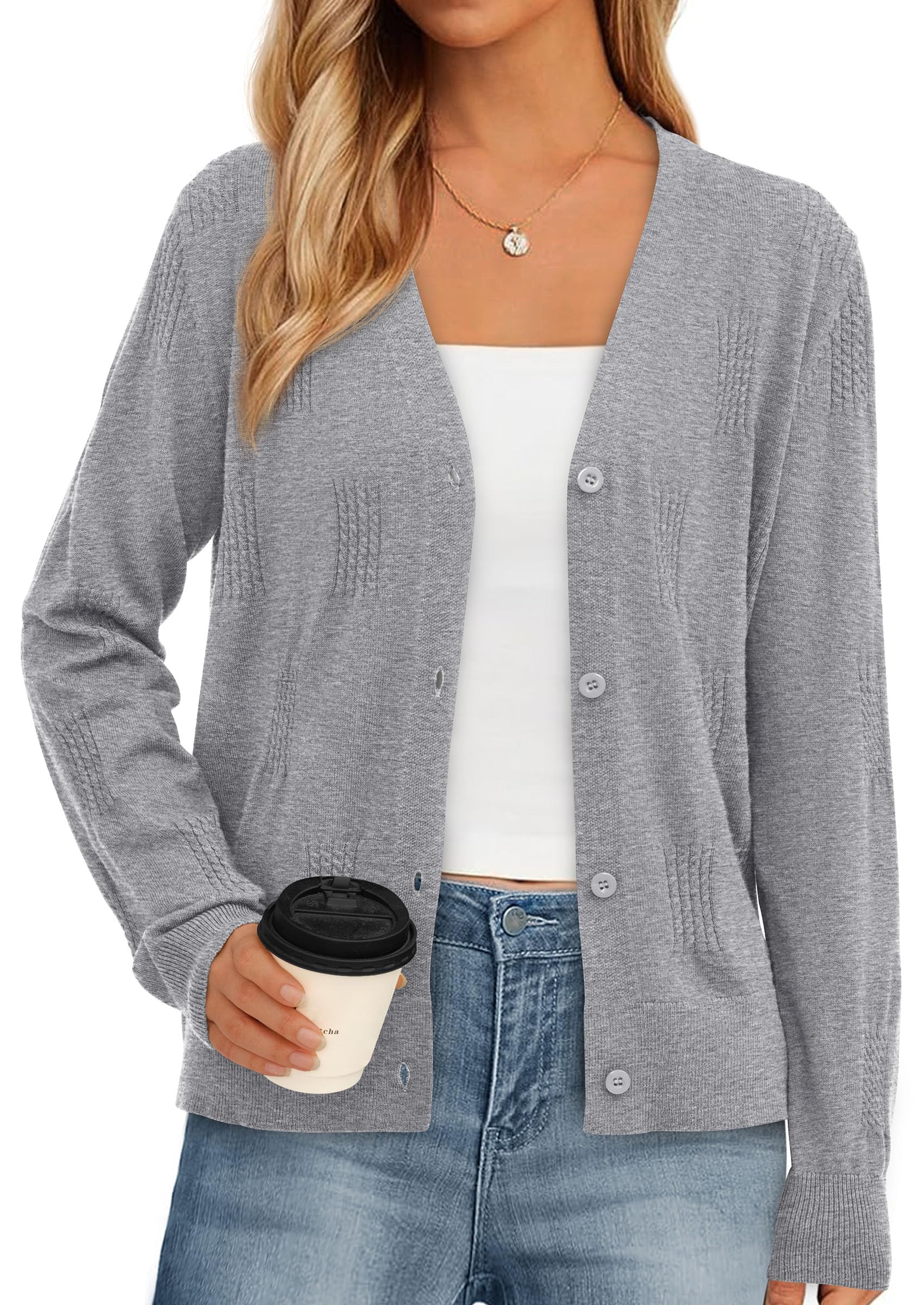 PRETTYGARDEN Women's Soft Winter Cardigan Sweaters Lightweight Knit Button Up Shrug Fall Sweater Tops PRETTYGARDEN