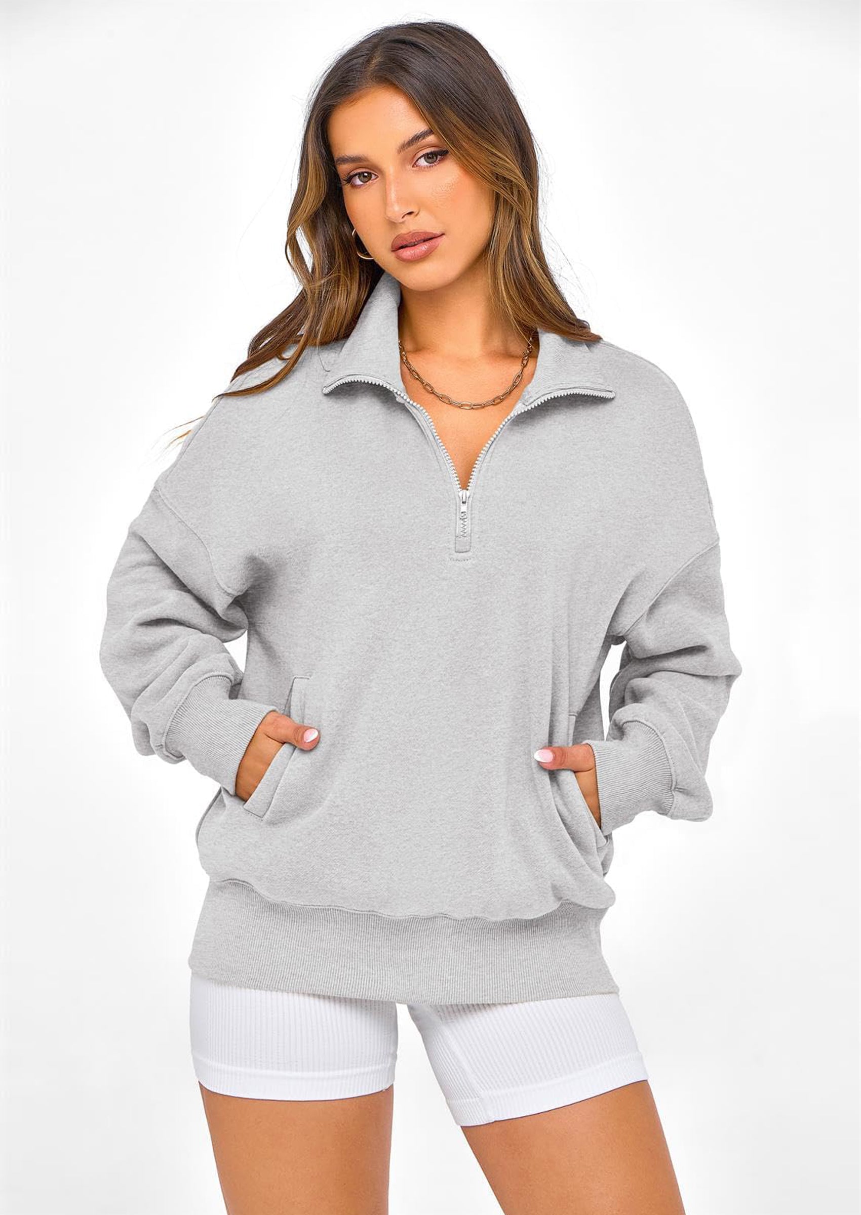 PRETTYGARDEN Womens Half Zip Oversized Sweatshirts Fleece Hoodies Trendy Long Sleeve Pullover Tops Y2k Spring Outfits