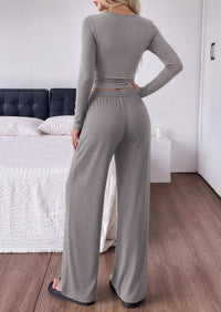 PRETTYGARDEN Women's Matching Lounge Sets 2 Piece Outfits  Boat Neck Long Sleeve , Wide Leg Pants Pockets, Ruched Waist, Travel Airport Resort Wear, Casual Fall Fashion Clothing