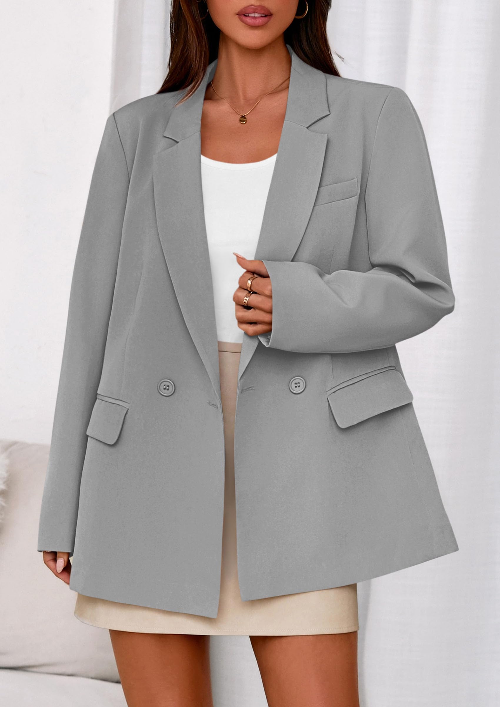 PRETTYGARDEN Fall Blazers for Women Business Casual Long Sleeve Lapel Pockets Dressy Suit Jackets Work Office Clothes PRETTYGARDEN