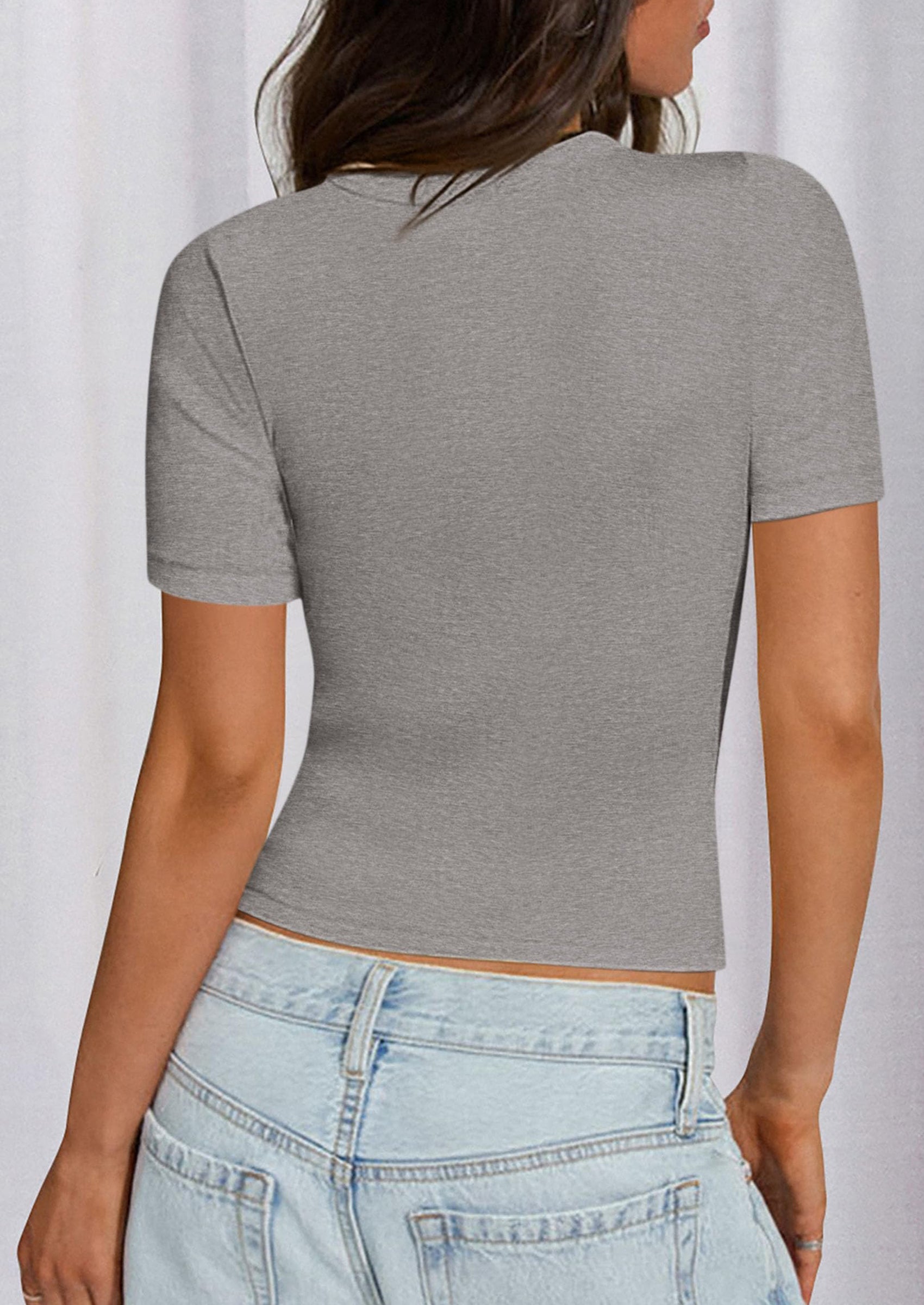 PRETTYGARDEN Women Summer Crew Neck Short Sleeve Tops Ribbed Knit Slim Fit Fashion Basic Tee Shirts Casual Going Out Top PRETTYGARDEN