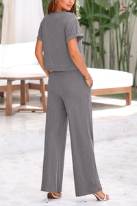 Short Sleeve T Shirt Wide Leg Pants Tracksuit