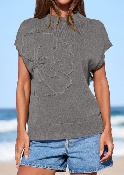 PRETTYGARDEN Women's Spring Sweater Vest Trendy Flower Knit Short Sleeve Cute Pullover Tank Tops Summer Fashion Clothing PRETTYGARDEN